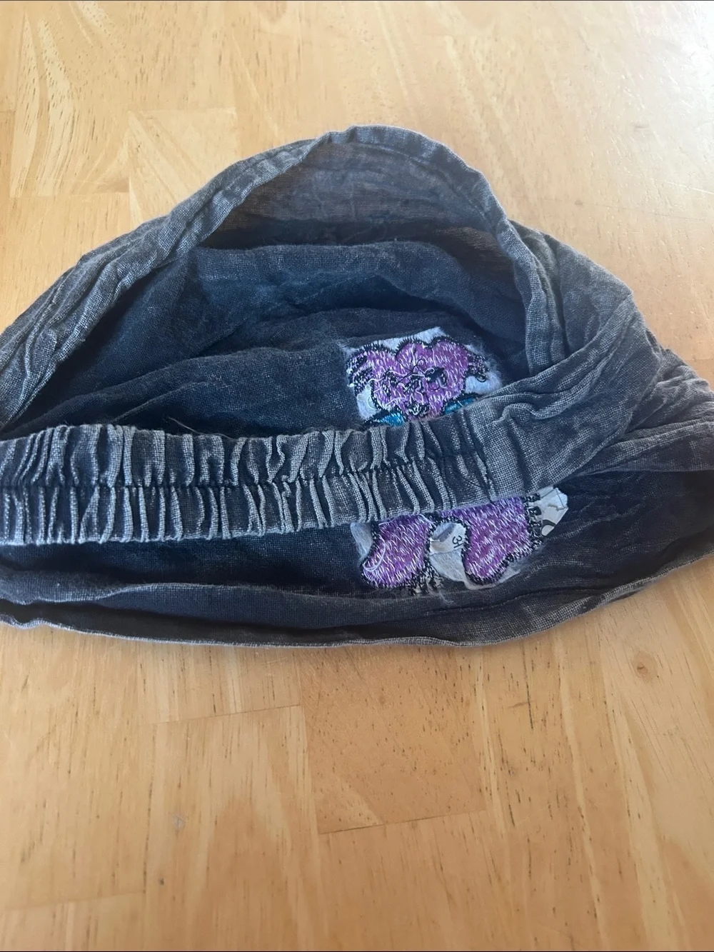 Grateful Dead Gray Headband with Purple and Blue Dancing Bear